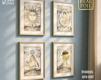 Zestaw kart tarota ze złotą folią | Celestial Mystic Decor