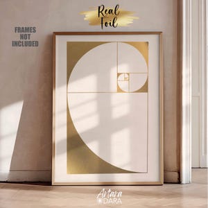 Golden Ratio Poster, echte Folie, Fibonacci Spirale Poster, Fibonacci Kunst, Gold Wohnkultur, Geschenk für Architekten, Geschenk für Mathematiker
