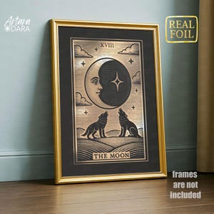 Set of 3 Gold Foil Tarot Posters – Sun, Star, Moon Celestial Wall Art image 8