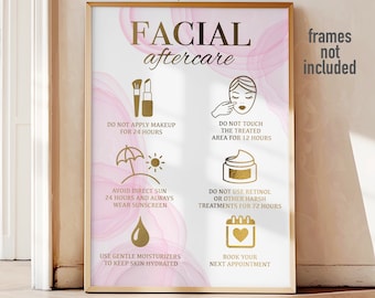 Facial Aftercare, Real Foil Print, Beauty Salon Decor, Facial Treatments, Beauty Wall Art, Med Spa Decor, Aesthetic Poster, Beautician Gift