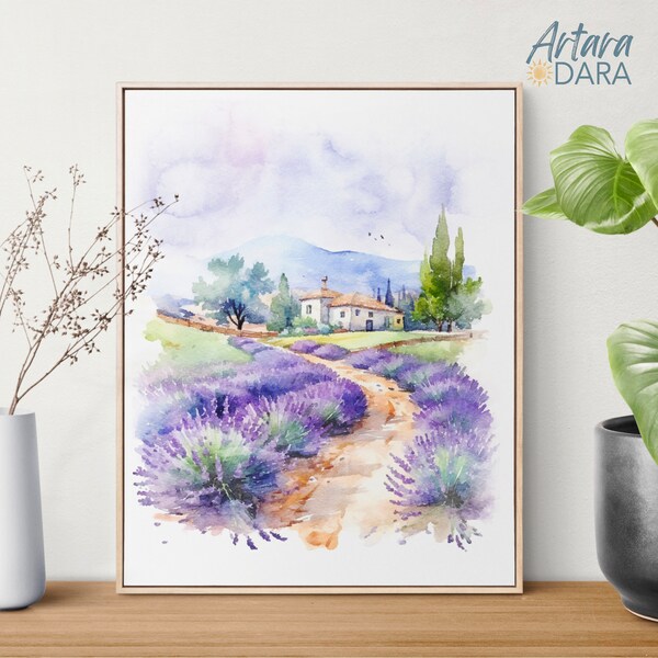 Provence Wall Art, France Travel Art, Lavender Fields Art, Travel Agency Poster, Provence France, Lavender Landscape, Provence Landscape