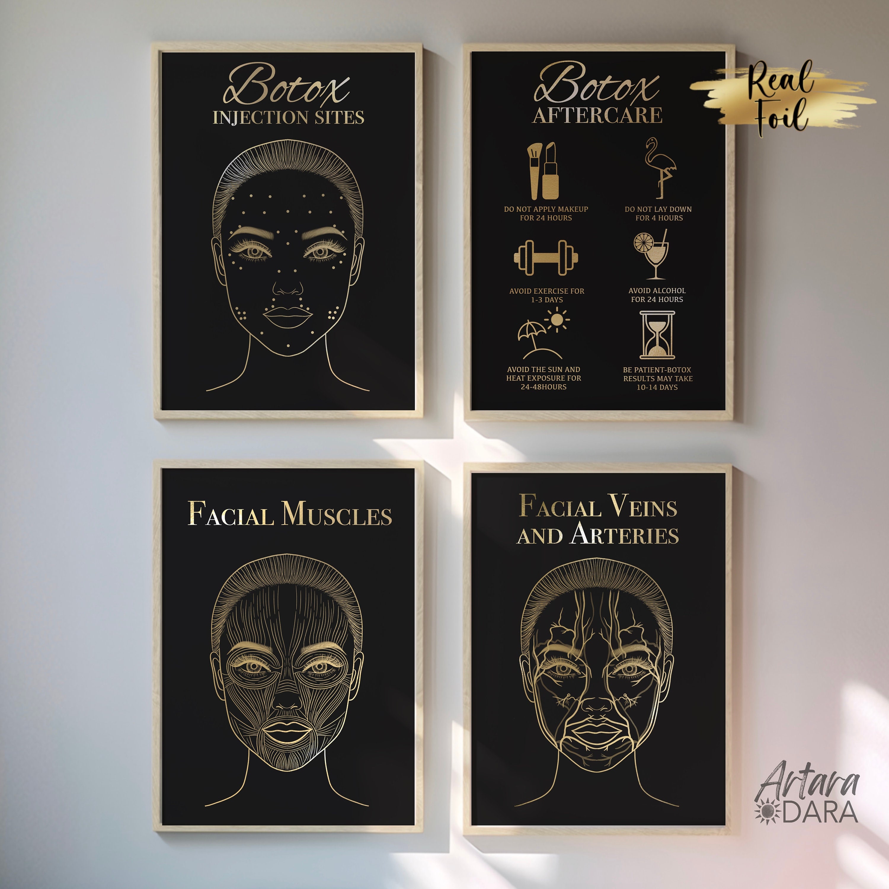 Botox Wall Art, Real Foil Print, Beauty Salon Decor, Botox Aftercare ...
