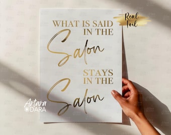 Beauty Salon Quote, Real Foil Print, Beauty Posters, Beauty Salon Decor, Nails Salon Decor, Beautician Gift, Gold Beauty Poster, Salon Print