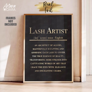 Lash Artist Definition , Real Foil Print, Lash Salon Decor, LashTechnician Gift, LashesQuotes, Beauty Salon Decor, Lash Artist Print
