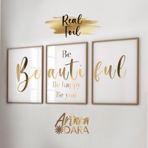 Decoração de salão de beleza, pôster de beleza, impressão em folha de alumínio, citações de beleza, pôster de maquiagem, arte de parede de beleza, presente de esteticista, decoração de quarto de meninas