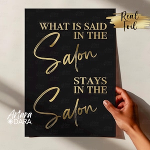 Beauty Salon Decor, Real Foil Print, Beauty Quote, Nails Salon Decor, Beautician Gift, What is said in the salon, Salon Wall Art, Gold Print