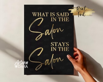 Beauty Salon Decor, Real Foil Print, Beauty Quote, Nails Salon Decor, Beautician Gift, What is said in the salon, Salon Wall Art, Gold Print