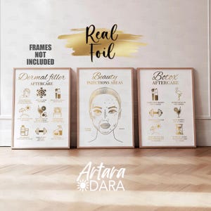 Decoração para clínica de beleza, pôster de Botox, impressão em folha de alumínio, impressão de preenchimento dérmico, arte de injeção de beleza, cuidados pós-injeção facial, cuidados pós-Botox