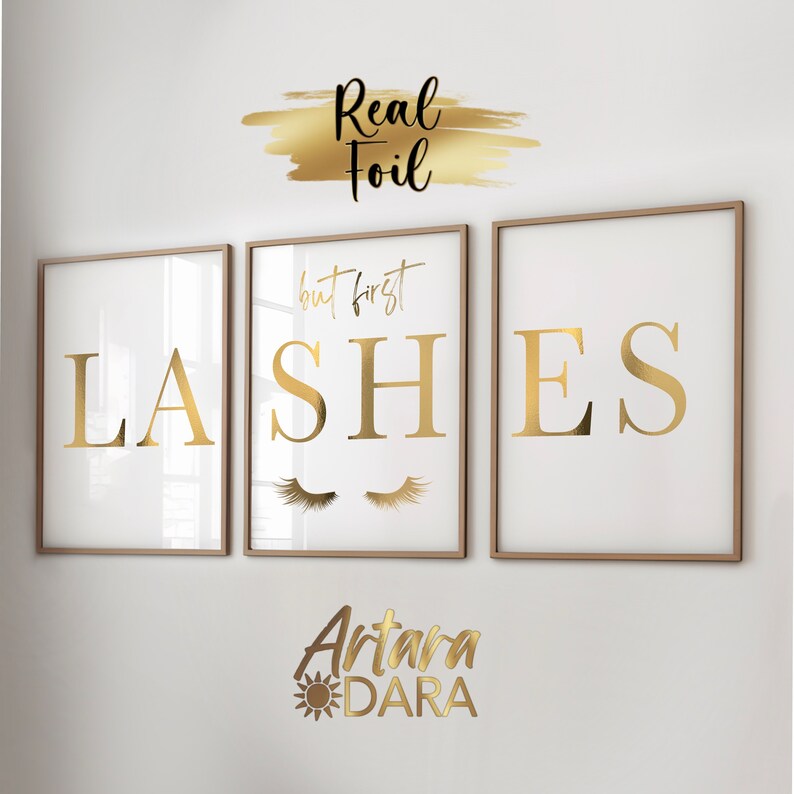 Lashes Poster, Beauty Salon Decor, Real Foil Print, Lash Extensions
