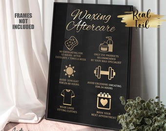 Wax Poster, Real Foil Print, Waxing Aftercare, Hair Removal Art, Wax Specialist Gift, Wax Salon Decor, Waxing Sign, Beauty Salon Decor