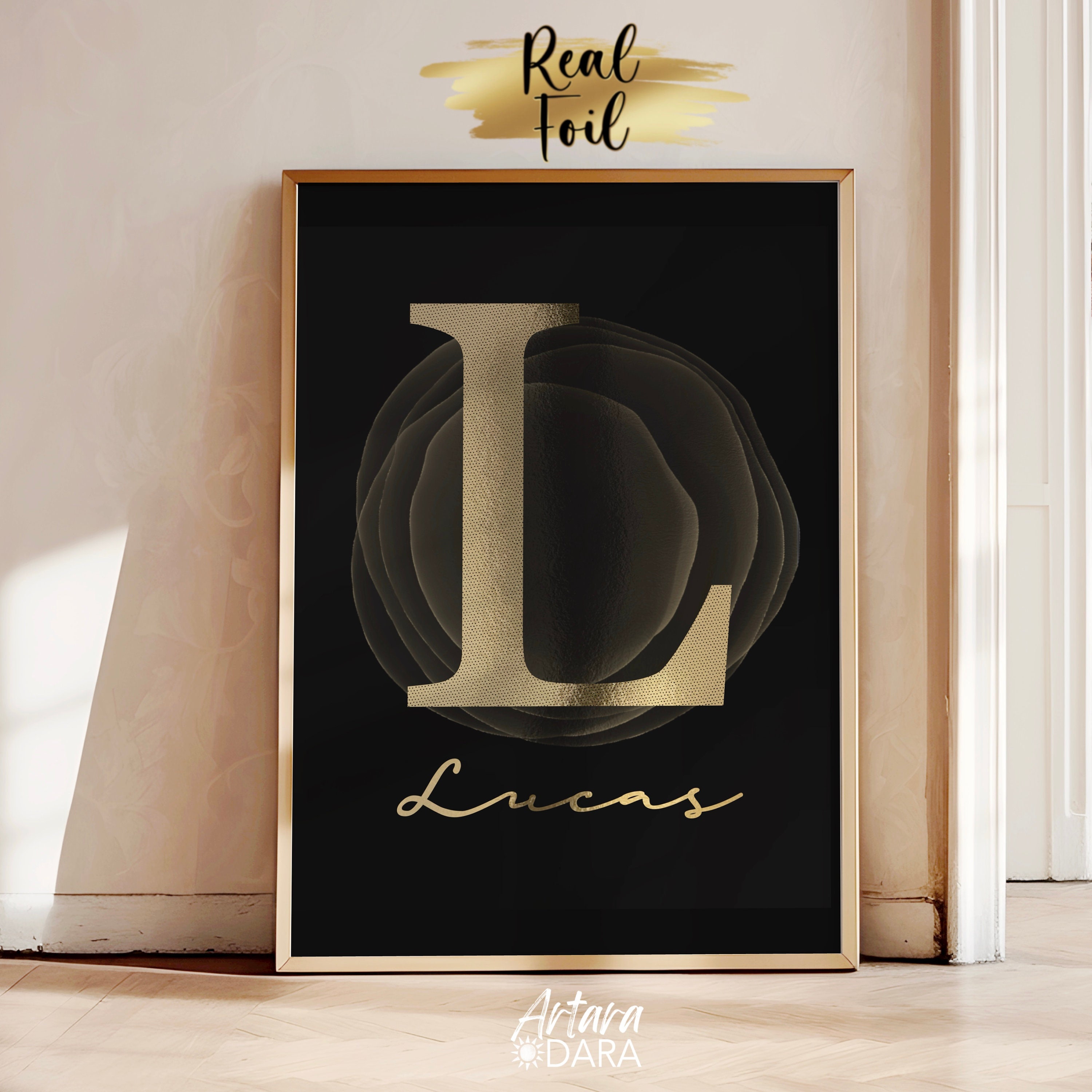 Gold letter art custom name print real foil print birthday etsy
