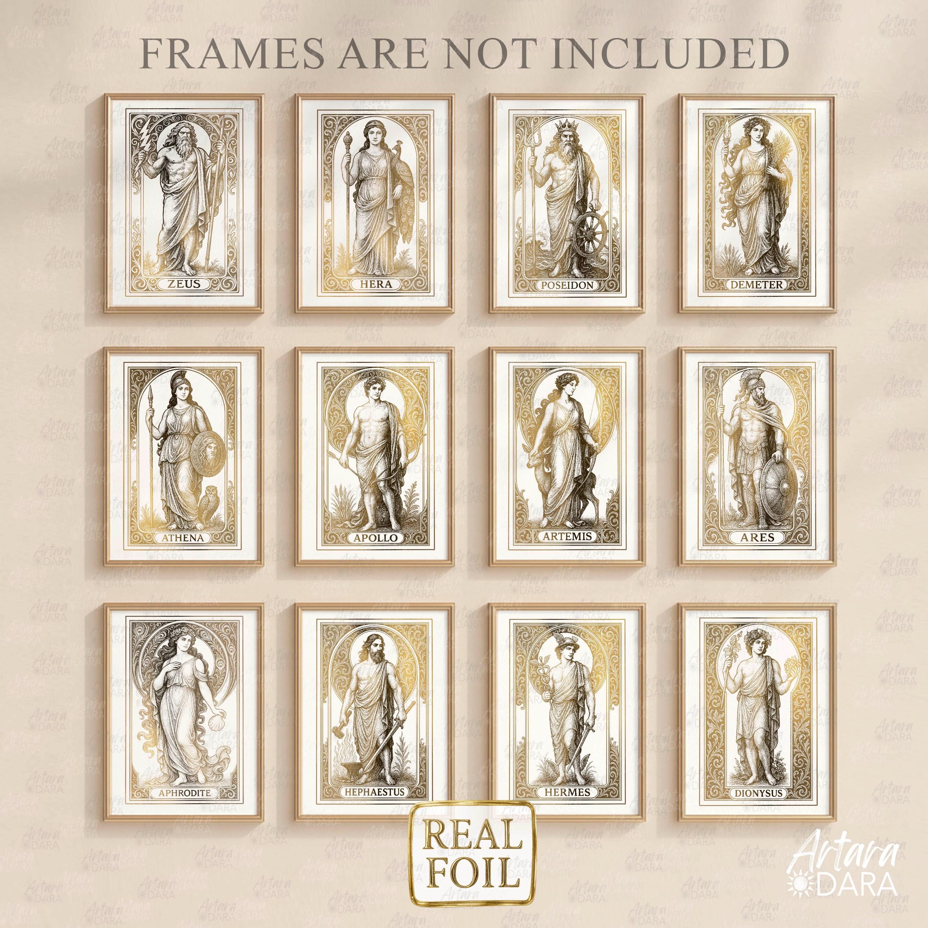 Gold Foil Greek Gods Poster Set – Olympus Mythology Wall Art (no Frames ...