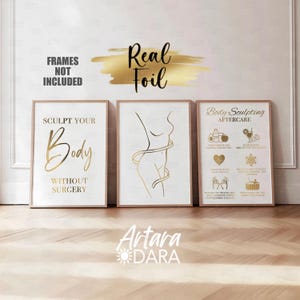 Body Contouring Poster, Med Spa Print. Beauty Clinic Decor, Real Foil Print, Body Sculpting Art, Body Sculpt Aftercare, Beauty Quotes