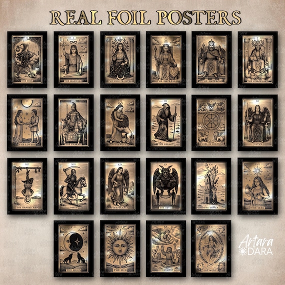 Gold Foil Tarot Poster Set – Custom Major Arcana Print (Unframed)