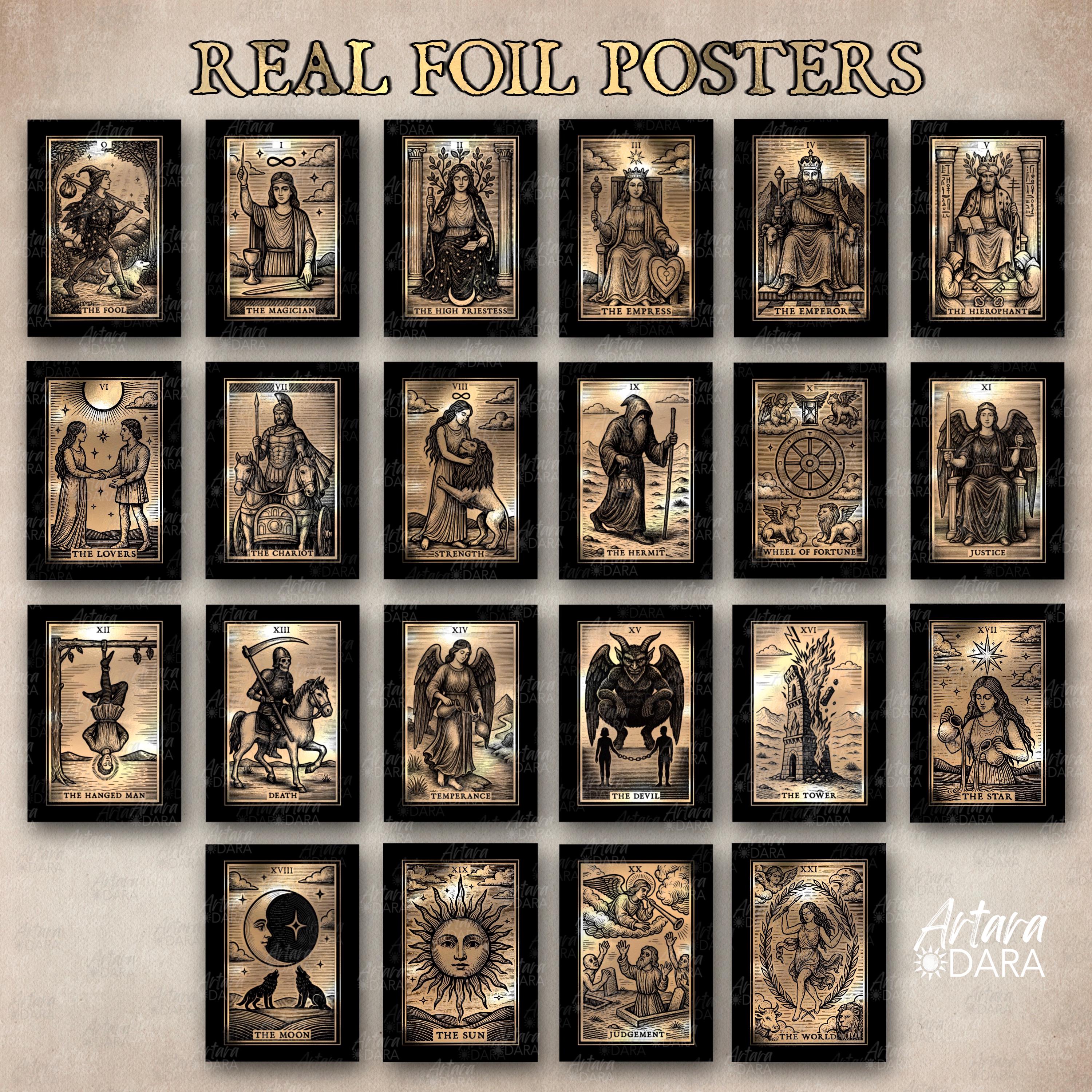 Gold Foil Tarot Poster Set – Custom Major Arcana Print (unframed