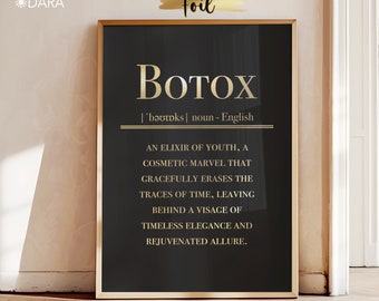 Botox Poster, Real Foil Print, Botox Definition Print, Beauty Salon Decor, Gold Dictionary Poster, Botox Wall Art, Beauty Injection Art