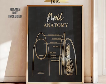 Foil Nail Anatomy Art Print, Salon Decor
