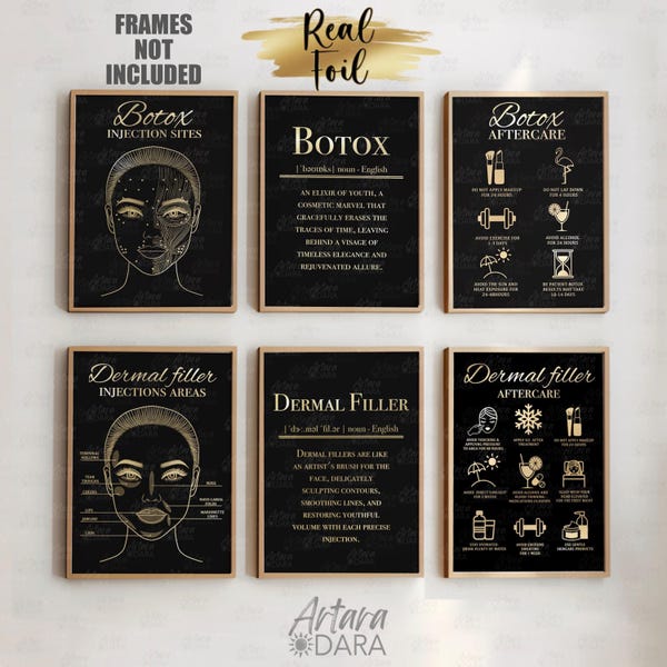 Beauty Salon Decor, Botox Poster, Dermal Filler Art, Real Foil Print, Esthetician Decor, Botox Aftercare, Filler Aftercare, Beauty Quotes