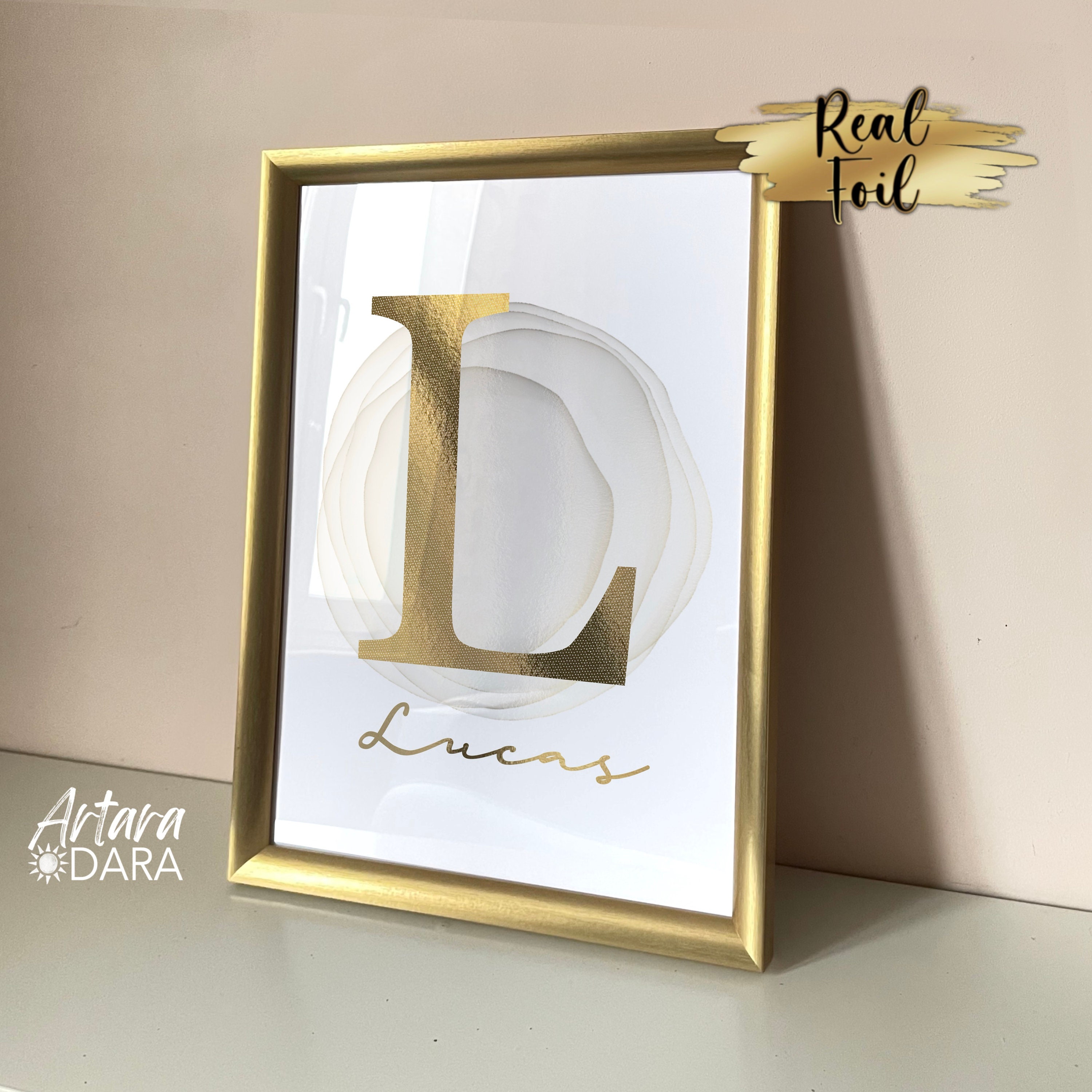 Gold letter art custom name print real foil print birthday etsy