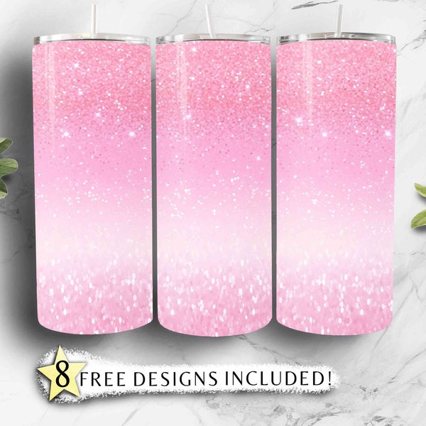 Ombre Glitter Tumbler Wrap, 20oz Tumbler, Pink Glitter Tumbler wrap, Seamless PNG, Pink Ombre Tumbler Wrap, Digital Download 637