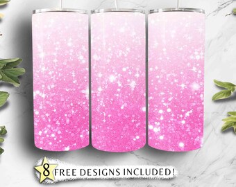 Sparkly Pink Glitter Tumbler PNG, 20oz Tumbler, Pink Glitter Tumbler wrap, Seamless PNG, Pink Ombre Tumbler Wrap, Digital Download 660