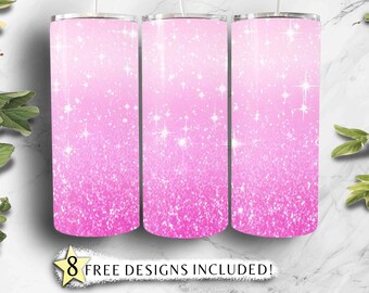 Sparkly Pink Ombre Tumbler Wrap, 20oz Tumbler, Pink Glitter Tumbler wrap, Seamless, Pink Glitter Ombre Tumbler Wrap, Digital Download 658