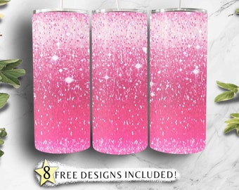 Sparkly Pink Glitter Tumbler PNG, 20oz Tumbler, Pink Glitter Tumbler wrap, Seamless PNG, Pink Ombre Tumbler Wrap, Digital Download 670