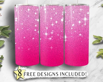 Light Pink Ombre Glitter Tumbler Wrap, 20oz Tumbler, Light Pink Glitter Tumbler, Seamless, Pink Ombre Tumbler Wrap, Digital Download 835