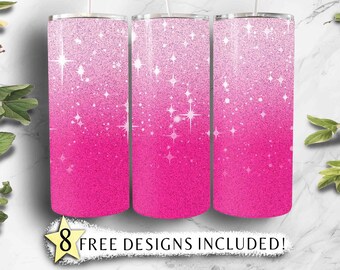 Light Ombre Glitter Tumbler Wrap, 20oz Tumbler, Light Pink Glitter Tumbler wrap, Seamless, Pink Ombre Tumbler Wrap, Digital Download 837
