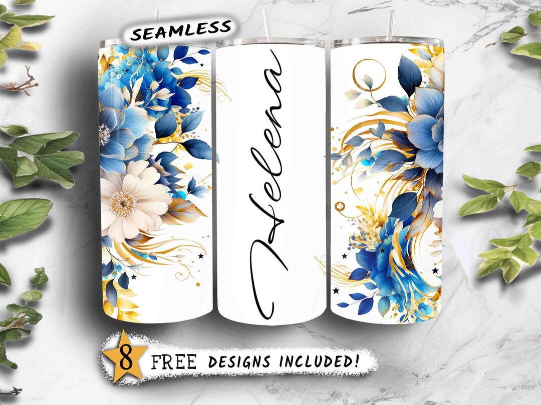 Floral Add a Name 20 Oz Tumbler Wrap Personalized Gift for Her or Him ...