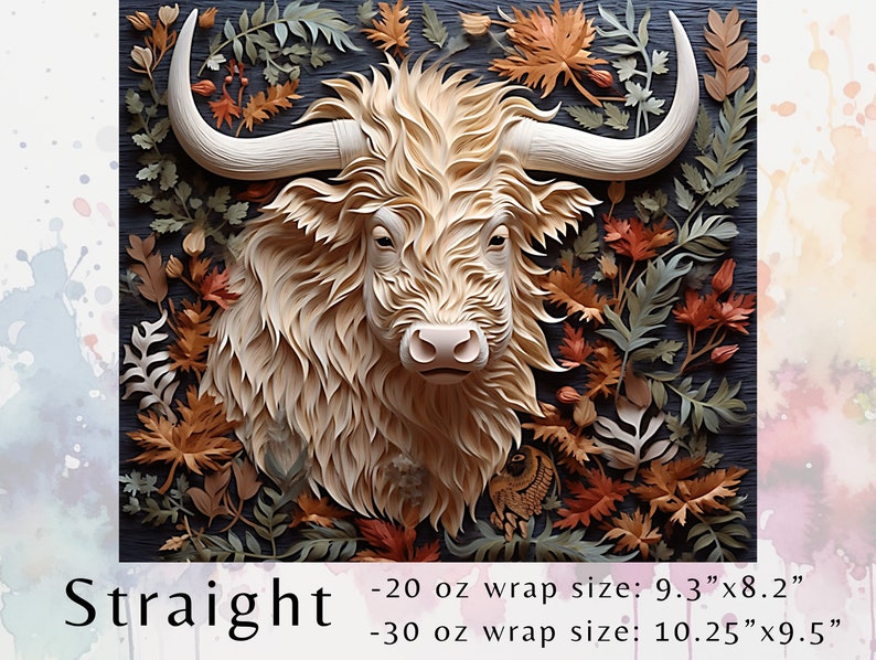 3D Floral Highland Cow Sublimation Tumbler Wrap 20oz / 30oz - Etsy