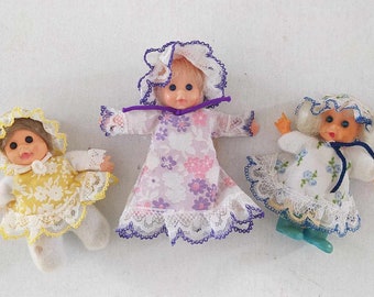 El greco-Polfi Toys 1980er Lot von 3 vintage winzigen griechischen Puppen Filenaditsa gebraucht guten Zustand