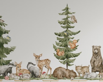 forest animals wall decals, nursery wall decals, forest wall decals, woodland wall decal, forest animals decals, baby animals decals,