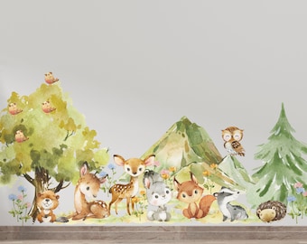 forest animal decals, woodland wall decal, animals wall decals, cute forest animals, forest wall decals, nursery decal, woodland wall decals