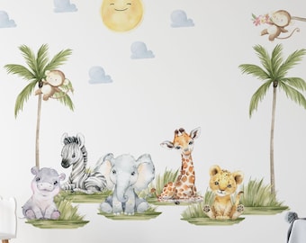 Safari wall decal, safari nursery decor, safari wall decal, peel and stick wall decals nursery room decor