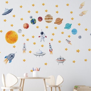 space wall decal, space wall stickers, space decals, solar system wall decal,