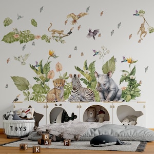 nursery wall decals, safari nursery decor, safari wall decal, peel and stick wall decals nursery room decor
