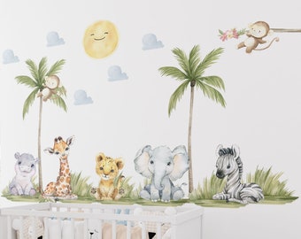 nursery wall decals, safari nursery decor, safari wall decal, peel and stick wall decals nursery room decor