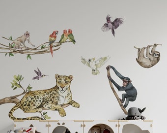 Vinilos decorativos de safari para habitación de bebé: decoración de animales autoadhesiva