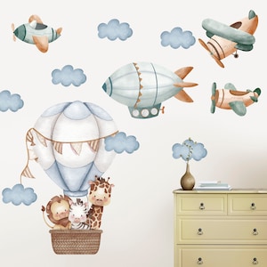 Safari nursery decor, safari wall stickers peel and stick for nursery room, cute animals wall decals for kids room