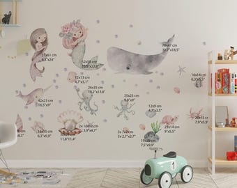 Mermaid Wall Decals, Under the Sea Wall Decor, nursery stickers