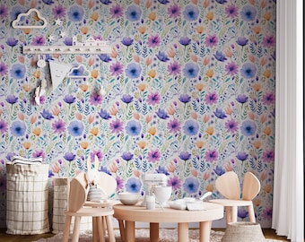 Pastel Wildflower Peel and Stick Wallpaper: Nursery Decor