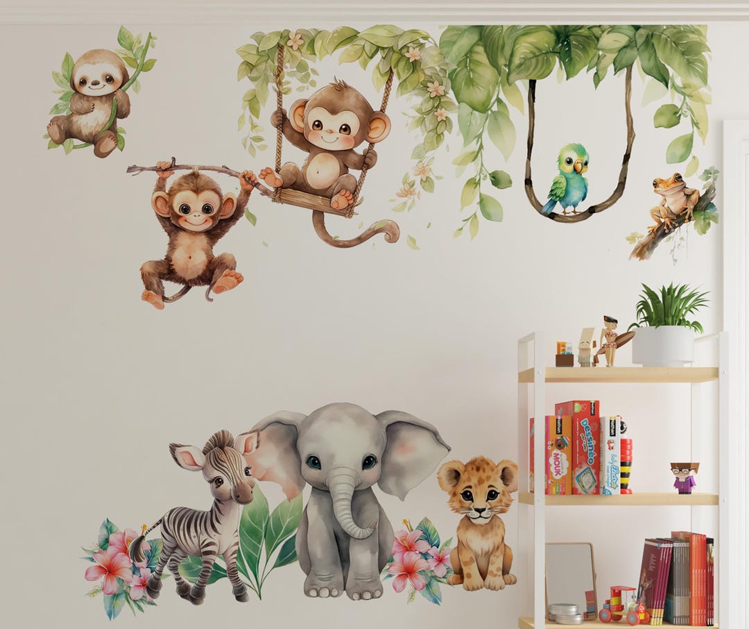 Safari Nursery Decals, Jungle Wall Stickers, Kids Room Wall Decor ...