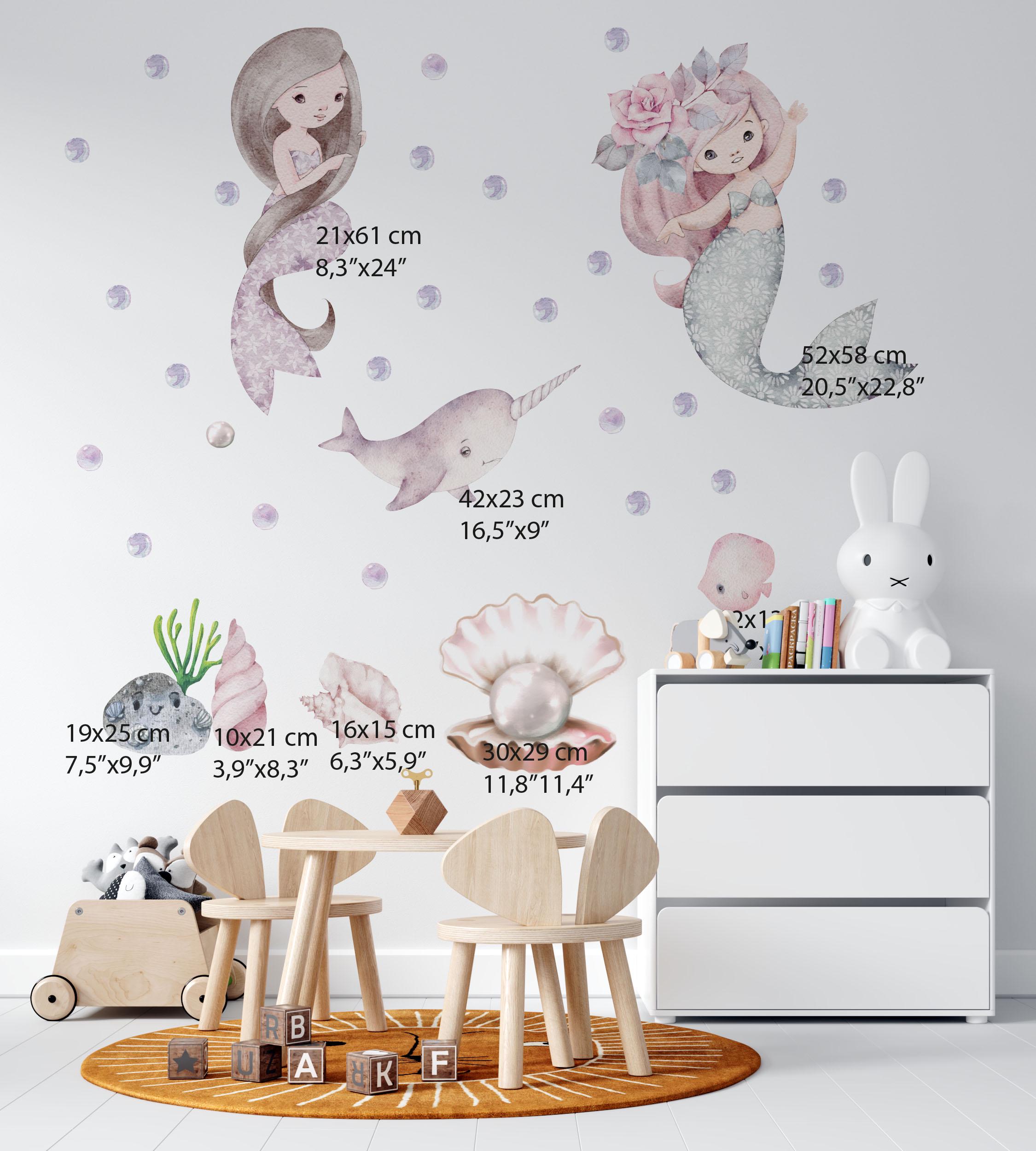 Mermaid Wall Decals, Under the Sea Wall Decor, Nursery Stickers - Etsy