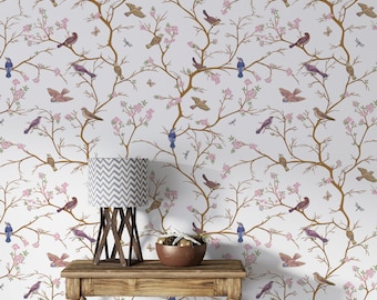 Abnehmbare Tapete eines Vintage Vogels: Boho Peel & Stick