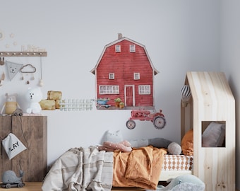 farm nursery decal, tractor wall decal, farm nursery barn,  farm nursery decor, Barn Yard Country Farmhouse Animals Wall Decals,