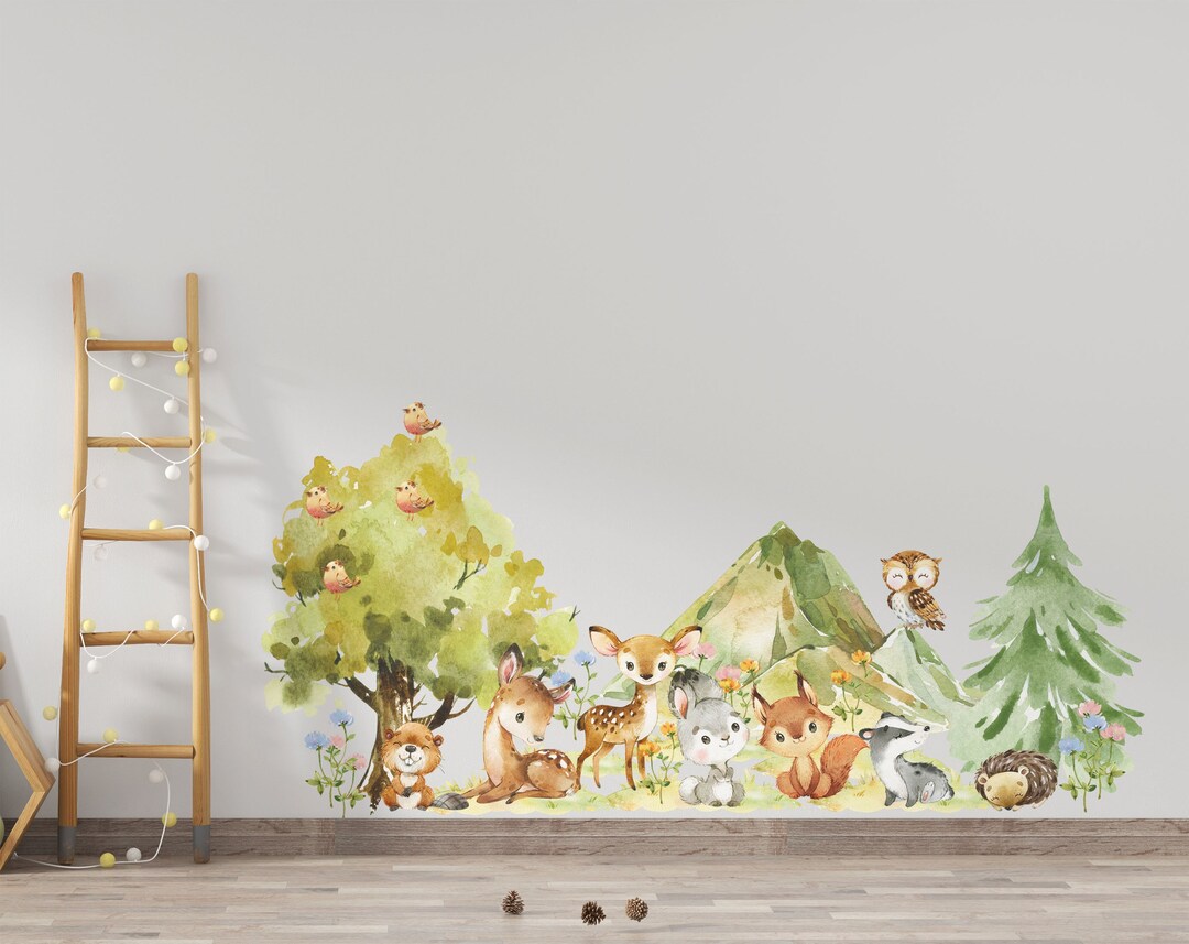 Forest Animal Decals Woodland Wall Decal Animals Wall Etsy