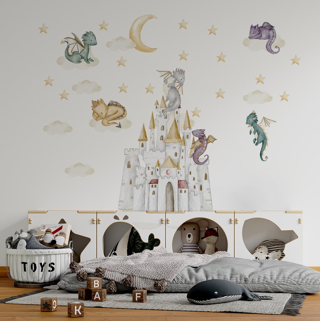 Dragon Wall Stickers, Baby Dragon Nursery Decals, Baby Room Wall ...