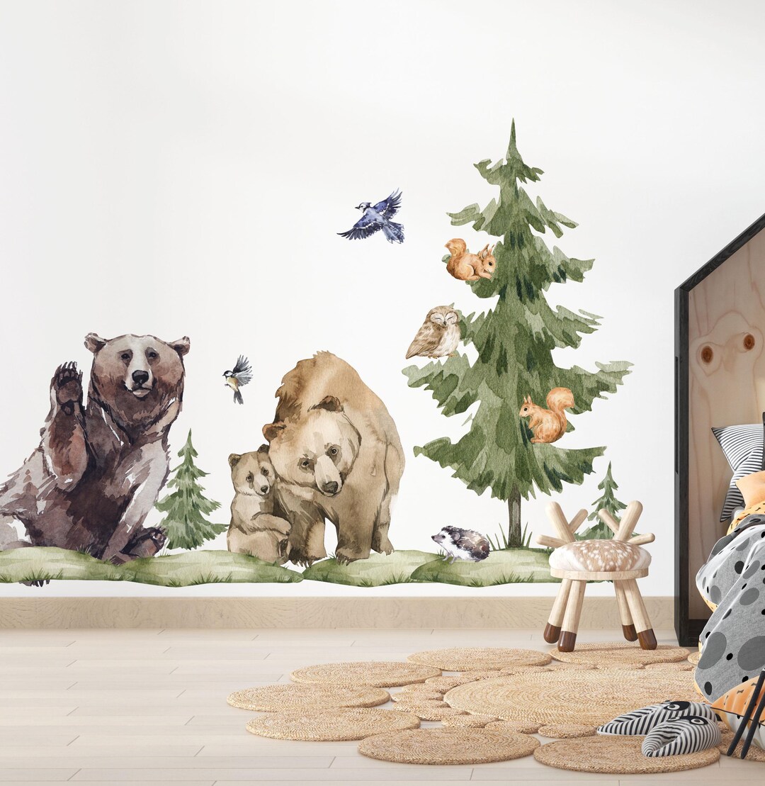 Woodland Animals Wall Decals – Forest Wall Stickers With Bears, Deer ...