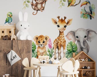Naklejki na ścianę do pokoju dziecięcego, wystrój pokoju dziecięcego safari, naklejka ścienna safari, naklejki samoprzylepne do pokoju dziecięcego